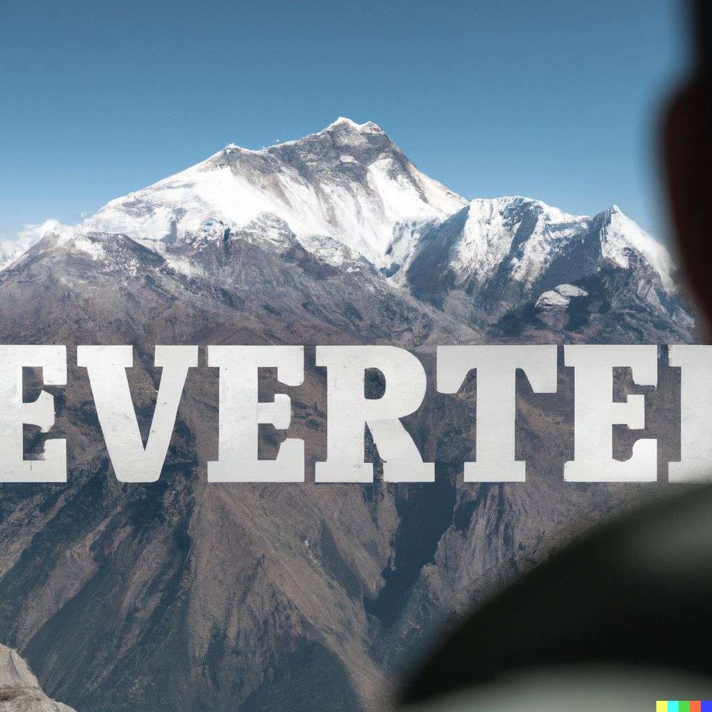 someone gazing at Mount Everest, brand mark